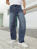 Men's Blue Loose Baggy Fit Washed Distressed/Torn Jeans Non-Stretchable