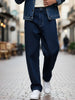 Men's Dark Blue Loose Baggy Fit Raw Washed Denim Jeans Non-Stretchable