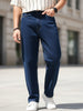 Men's Blue Loose Baggy Fit Raw Washed Denim Jeans Non-Stretchable