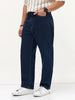 Men's Blue Loose Baggy Fit Raw Washed Denim Jeans Non-Stretchable
