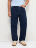 Men's Blue Loose Baggy Fit Raw Washed Denim Jeans Non-Stretchable