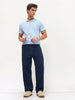 Men's Blue Loose Baggy Fit Raw Washed Denim Jeans Non-Stretchable