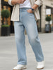 Men's Ice Blue Loose Baggy Fit Washed Jeans Non-Stretchable
