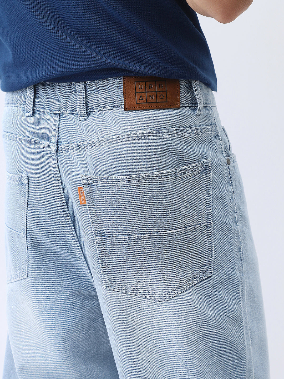 Men's Ice Blue Loose Baggy Fit Washed Jeans Non-Stretchable