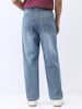 Men's Light Blue Loose Baggy Fit Washed Jeans Non-Stretchable