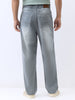Men's Light Grey Loose Baggy Fit Washed Jeans Non-Stretchable