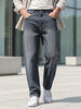 Men's Grey Loose Baggy Fit Washed Jeans Non-Stretchable