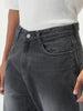 Men's Dark Grey Loose Baggy Fit Washed Denim Jeans Non-Stretchable