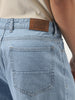 Men's Ice Blue Loose Baggy Fit Washed Denim Jeans Non-Stretchable