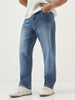 Men's Light Blue Loose Baggy Fit Washed Denim Jeans Non-Stretchable