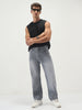 Men's Light Grey Loose Baggy Fit Washed Denim Jeans Non-Stretchable