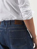 Men's Blue Loose Baggy Fit Washed Denim Jeans Non-Stretchable