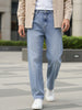 Men's Light Blue Loose Baggy Fit Washed Jeans Non-Stretchable