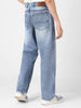 Men's Light Blue Loose Baggy Fit Washed Jeans Non-Stretchable
