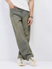 Men's Light Grey Loose Baggy Fit Heavy Washed Jeans Non-Stretchable