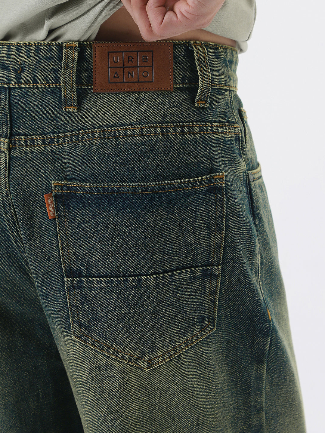 Men's Grey Loose Baggy Fit Heavy Washed Jeans Non-Stretchable