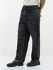 Men's Black Loose Baggy Fit Heavy Washed Jeans Non-Stretchable