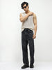 Men's Black Loose Baggy Fit Heavy Washed Jeans Non-Stretchable
