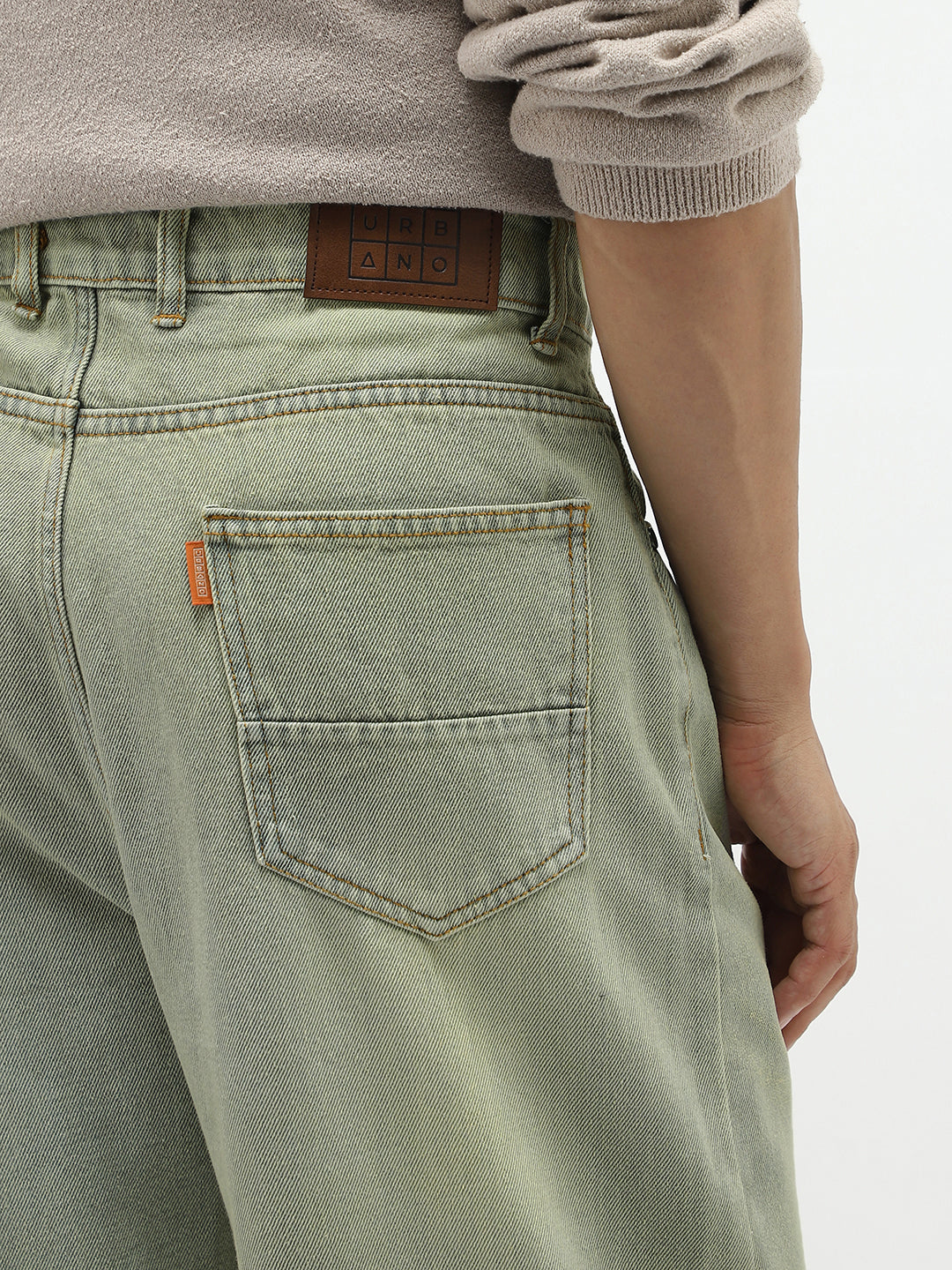 Men's Ice Grey Loose Baggy Fit Heavy Washed Jeans Non-Stretchable
