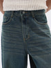 Men's Blue Loose Baggy Fit Heavy Washed Jeans Non-Stretchable
