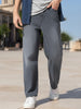 Men's Grey Loose Baggy Fit Washed Jeans Non-Stretchable