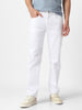 Men's White Regular Fit Washed Jeans Stretchable