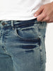 Men's Ice Blue Regular Fit Acid Washed Denim Jeans Stretchable