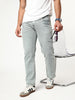 Men's Ice Grey Regular Fit Acid Washed Denim Jeans Stretchable