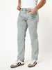 Men's Ice Grey Regular Fit Acid Washed Denim Jeans Stretchable