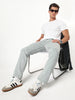 Men's Ice Grey Regular Fit Acid Washed Denim Jeans Stretchable