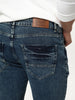 Men's Light Blue Regular Fit Acid Washed Denim Jeans Stretchable