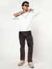 Men's Light Brown Regular Fit Acid Washed Denim Jeans Stretchable