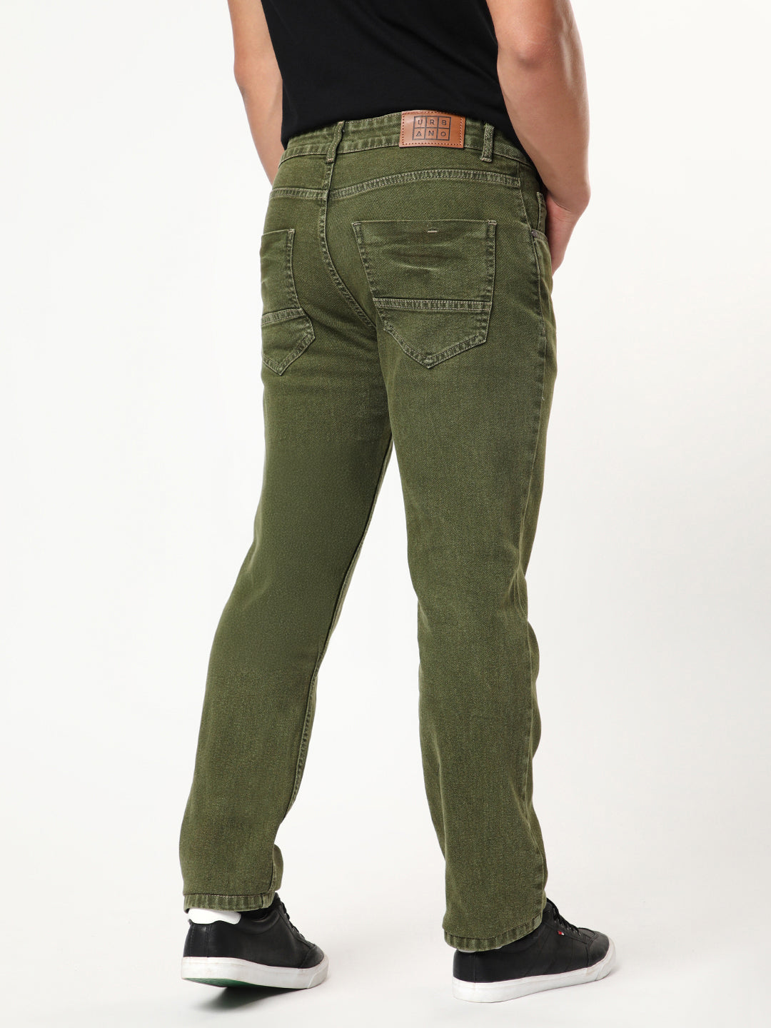Men's Light Green Regular Fit Acid Washed Denim Jeans Stretchable