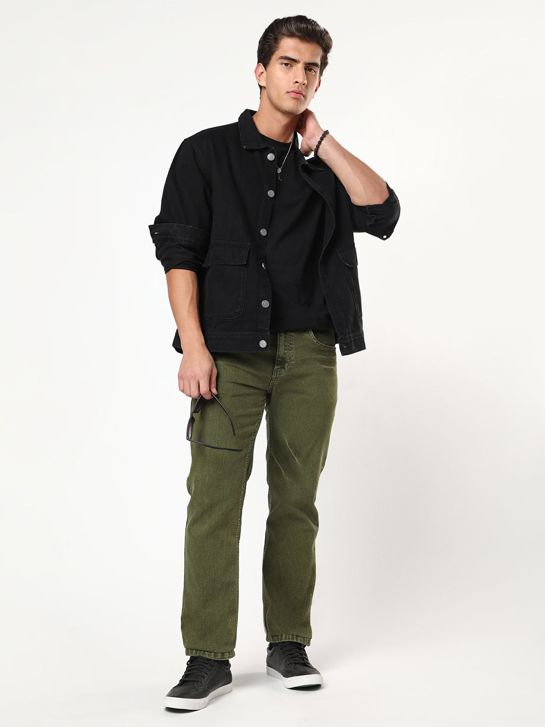 Men's Light Green Regular Fit Acid Washed Denim Jeans Stretchable