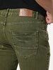 Men's Light Green Regular Fit Acid Washed Denim Jeans Stretchable