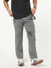 Men's Light Grey Regular Fit Acid Washed Denim Jeans Stretchable