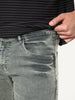 Men's Light Grey Regular Fit Acid Washed Denim Jeans Stretchable