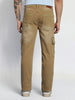 Men's Dark Khaki Regular Fit Washed Cargo Jeans With 6 Pockets Stretchable