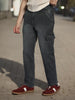 Men's Grey Regular Fit Washed Cargo Jeans With 6 Pockets Stretchable