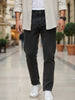 Men's Black Regular Fit Towel Washed Yellow Tint Denim Jeans Stretchable