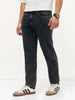 Men's Black Regular Fit Towel Washed Yellow Tint Denim Jeans Stretchable
