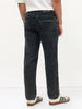 Men's Black Regular Fit Towel Washed Yellow Tint Denim Jeans Stretchable