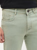Men's Ice Grey Regular Fit Towel Washed Yellow Tint Denim Jeans Stretchable