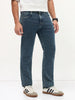 Men's Light Blue Regular Fit Towel Washed Yellow Tint Denim Jeans Stretchable