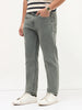 Men's Light Grey Regular Fit Towel Washed Yellow Tint Denim Jeans Stretchable