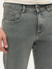 Men's Light Grey Regular Fit Towel Washed Yellow Tint Denim Jeans Stretchable