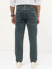 Men's Blue Regular Fit Towel Washed Yellow Tint Denim Jeans Stretchable