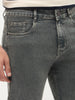 Men's Grey Regular Fit Towel Washed Yellow Tint Denim Jeans Stretchable