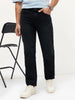 Men's Black Regular Fit Whisker Wash Yellow Tint Denim Jeans Stretchable
