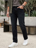 Men's Black Regular Fit Whisker Wash Yellow Tint Denim Jeans Stretchable